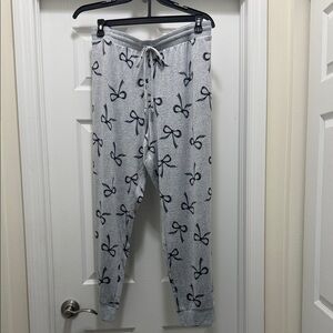 Gray Bow Print Pajama Pants